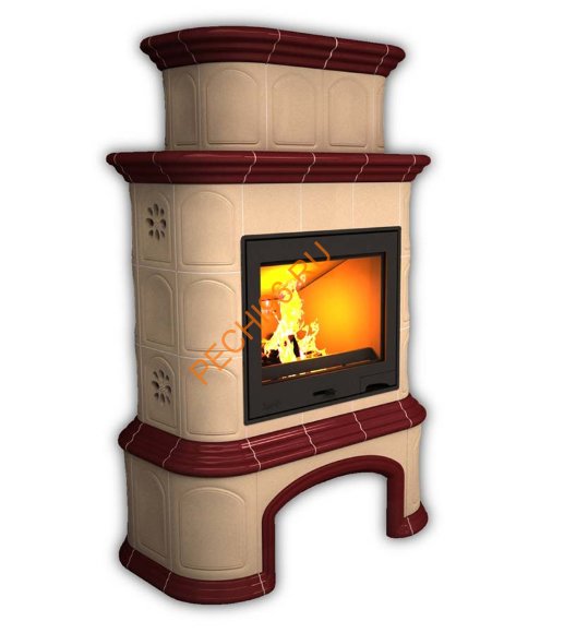 Печь-камин КимрПечь Прованс пристенный двухъярусный Вишня с дровником