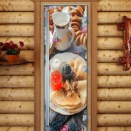 Дверь стеклянная DoorWood «Престиж», 800х2000мм, с фотопечатью «Масленица»