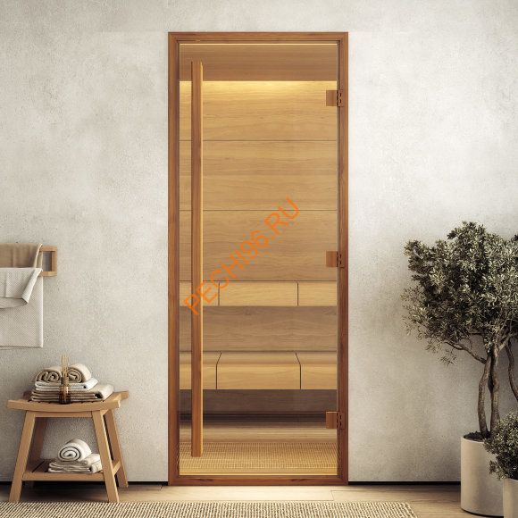 Дверь стеклянная DoorWood Хамам АРТ Wood 26 прозрачная