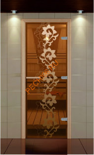 Дверь стеклянная ALDO NEW «Камелия» коробка бук без порога