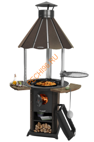 Гриль ТМФ Барабек с печью под казан черная бронза