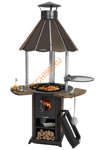 Гриль ТМФ Барабек с печью под казан черная бронза