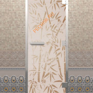 Дверь стеклянная DoorWood Хамам «Бамбук и бабочки» сатин, 2000х800 мм