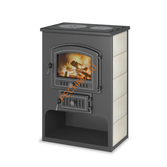 Печь-Камин Везувий ПК-03(224) 12 кВт бежевый с плитой Везувий В3
