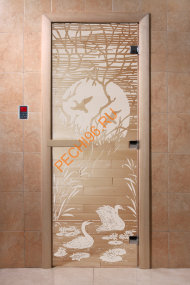 Дверь стеклянная DoorWood «Лебединое озеро прозрачная», 1800х800 мм