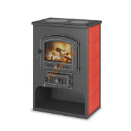 Печь-Камин Везувий ПК-03(224) 12 кВт красный с плитой Везувий В3