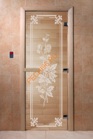 Дверь стеклянная DoorWood «Розы прозрачная», 1900х600 мм