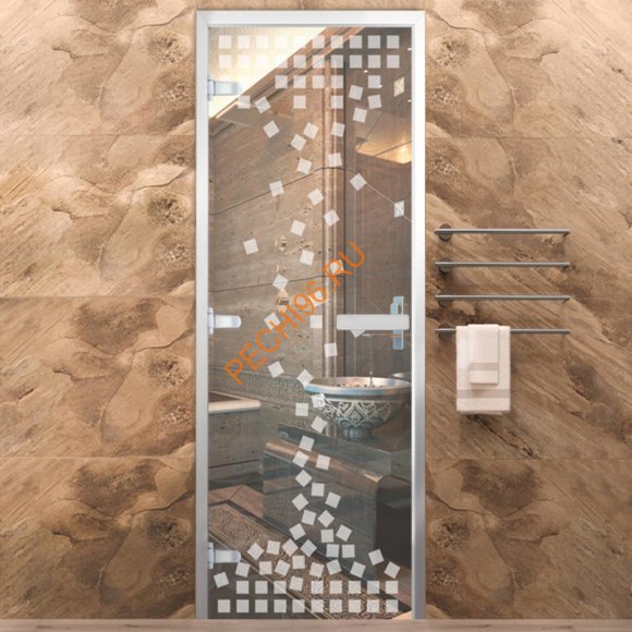 Дверь в хамам стеклянная Арта Стандарт Арт Мозаика, коробка алюминий