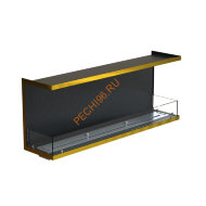 Биокамин фронтальный 1500х500х300 мм, стекло, рамка латунь