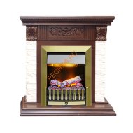 Электрокамин Dimplex Luxemburg с очагом Danville Antique Brass FB2 темный дуб