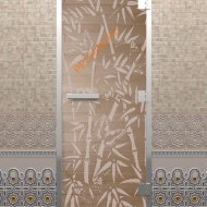 Дверь стеклянная DoorWood Хамам «Бамбук и бабочки» прозрачная, 2000х800 мм