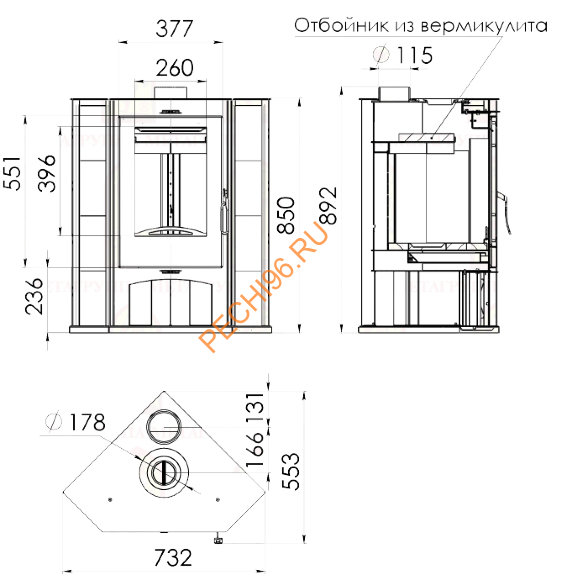 Печь-камин Мета Одер 7 угловой с плитой