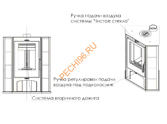 Печь-камин Мета Одер 7 угловой с плитой