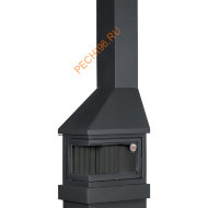 Печь-камин ЭкоКамин ПРАГА угловой, шамот черный