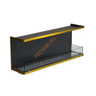 Биокамин фронтальный 1500х500х300 мм, стекло тонированное, рамка латунь