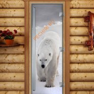 Дверь стеклянная DoorWood «Престиж», 800х2000мм, с фотопечатью «Хозяин Заполярья»