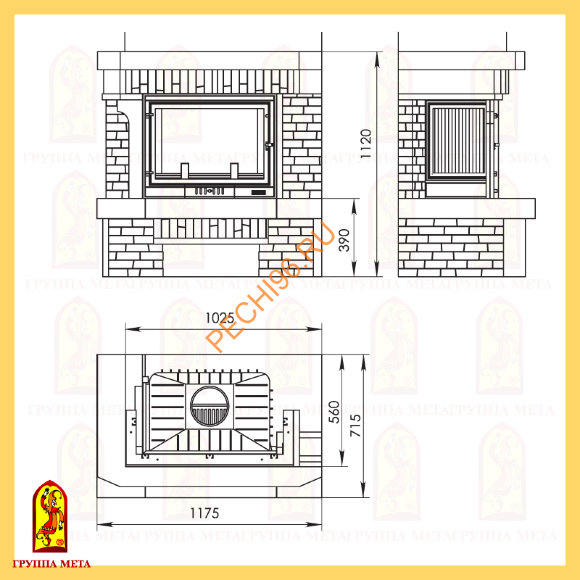 Облицовка для камина Мета Одиссей 715П/Л Облицовка для камина Мета Одиссей 715П/Л