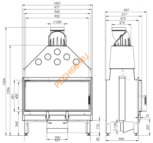 Каминная топка Hitze Ardente ARD90X41S