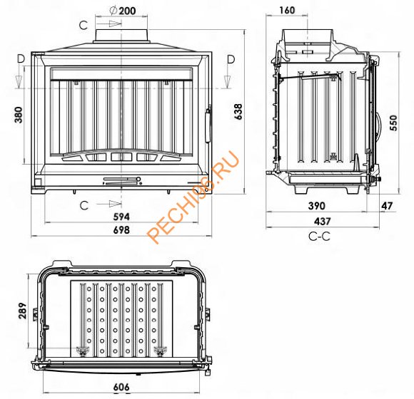 Дровяной камин CHAZELLES СS27 с топкой SOLO D70