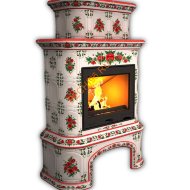 Печь-камин КимрПечь Прованс пристенный двухъярусный Маки с дровником