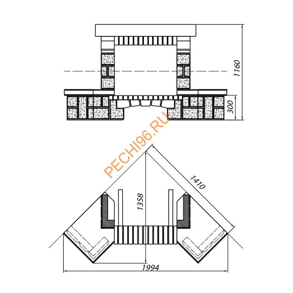 Облицовка для камина BEAURIVAG SR с деревянной балкой, угловая