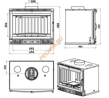 Дровяной камин CHAZELLES СS08 с топкой SOLO V70