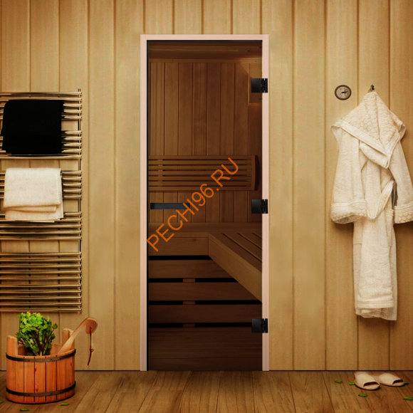 Дверь стеклянная Арта Статус ГКР Бронза MATELUX черная фурнитура, ольха