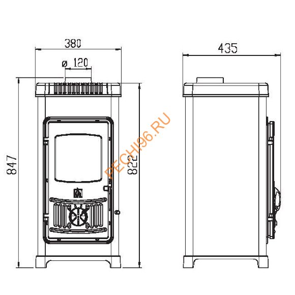Чугунная печь-камин PLAMEN DORA 8N черная Чугунная печь-камин PLAMEN DORA 8N черная
