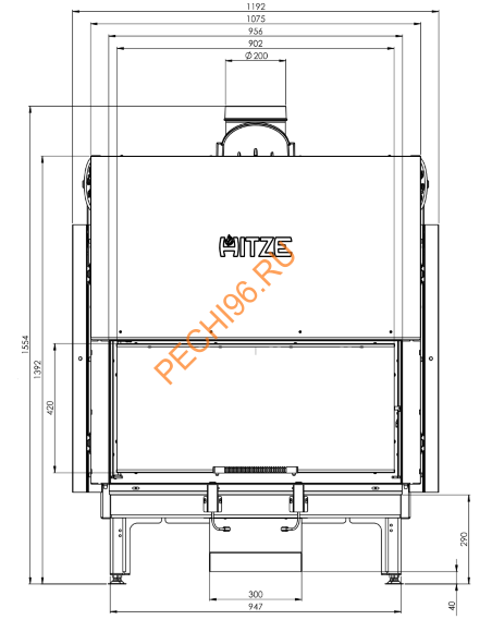 Каминная топка Hitze Ardente ARD90X41G Каминная топка Hitze Ardente ARD90X41G