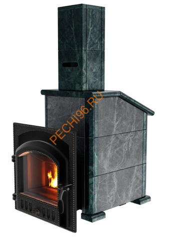 Печь банная Сибирь-премиум 25 (700х700), ТК 400 мм, ЗК, в облицовке Президент талькомагнезит+змеевик