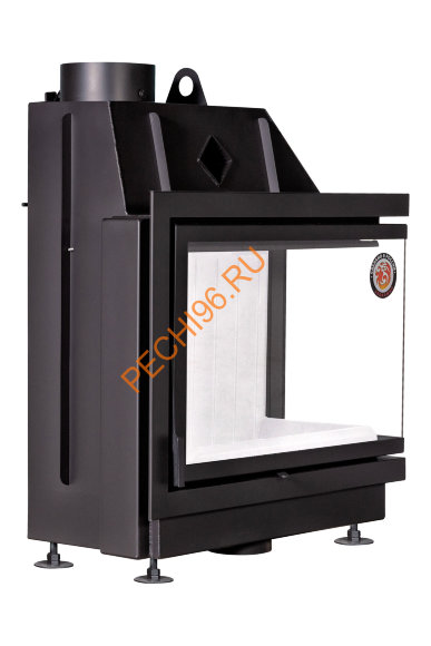 Каминная угловая топка Экокамин Альфа 800 L/R два стекла, белый шамот