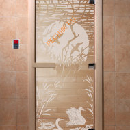 Дверь стеклянная DoorWood «Лебединое озеро прозрачная», 2000х800 мм