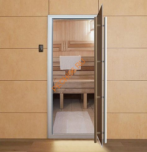 Дверь стеклянная Арта Статус ВКР Бронза MATELUX черная фурнитура, ольха