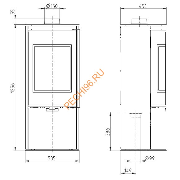 Стальная печь-камин Thorma TOLEDO exclusive черная Стальная печь-камин Thorma TOLEDO exclusive черная