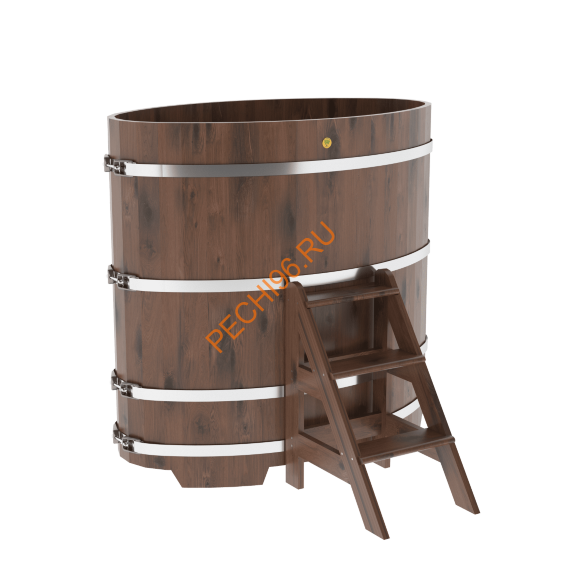 Купель для бани BentWood овальная из мореного дуба Рустик, 0,80х1,42 м