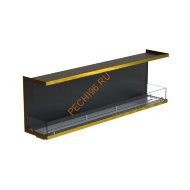 Биокамин фронтальный 1800х500х300 мм, стекло, рамка латунь