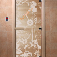 Дверь стеклянная DoorWood «Девушка в цветах прозрачная», 1900х800 мм