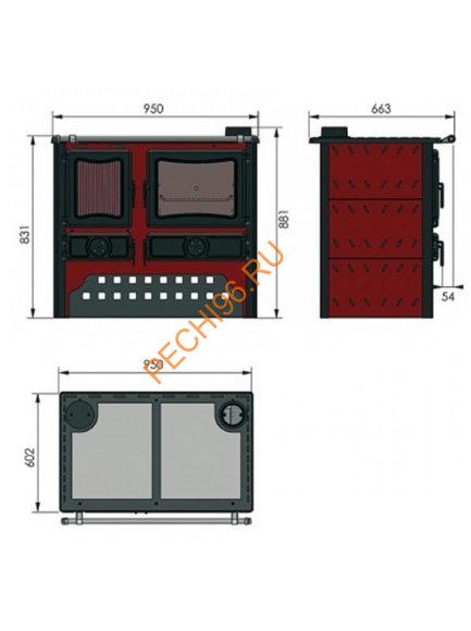 Печь-Камин Guca GULIVER THERMO BORDO