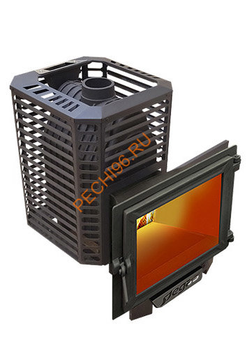 Чугунная банная печь Пегас 16 NEXT Панорама сетка премиум Чугунная банная печь Пегас 16 NEXT Панорама сетка премиум