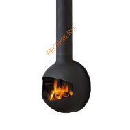 Камин Focus Emifocus открытый, труба в потолке