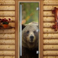 Дверь стеклянная DoorWood «Престиж», 800х2000мм, с фотопечатью «Хозяин тайги»