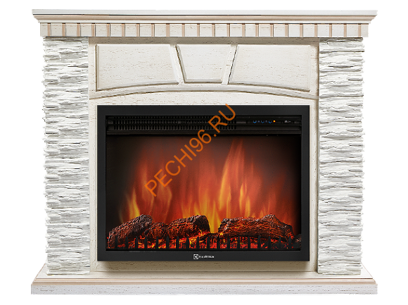 Электрокамин Electrolux Sphere Plus EFP/P-2720RLS с порталом Firelight Porto 25, камень белый, беленый дуб