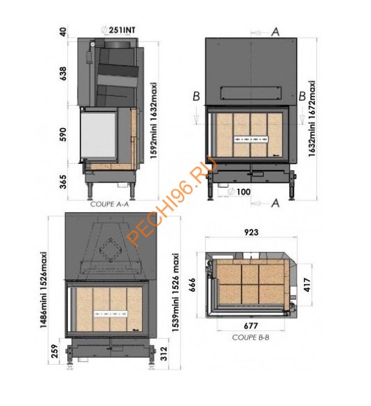 Каминная топка CHAZELLES DESIGN D1000VAG