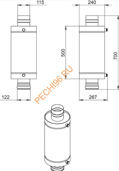 Теплообменник на трубе Везувий 12л, D115 (AISI 304 0,8мм)