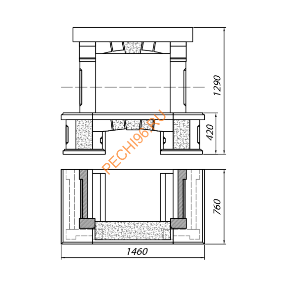 Облицовка для камина MARBELLA SR мрамор EMPERADOR с деревянной балкой, пристенная