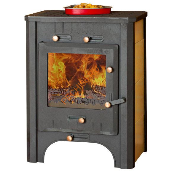 Печь-камин БАВАРИЯ чугунная с плитой и теплообменником