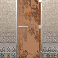 Дверь стеклянная DoorWood Хамам «Березка» бронза матовая, 1900х700 мм