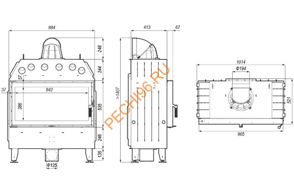 Каминная топка DEFRO HOME INTRA LA, 16кВт, 965/535 мм Каминная топка DEFRO HOME INTRA LA, 16кВт, 965/535 мм