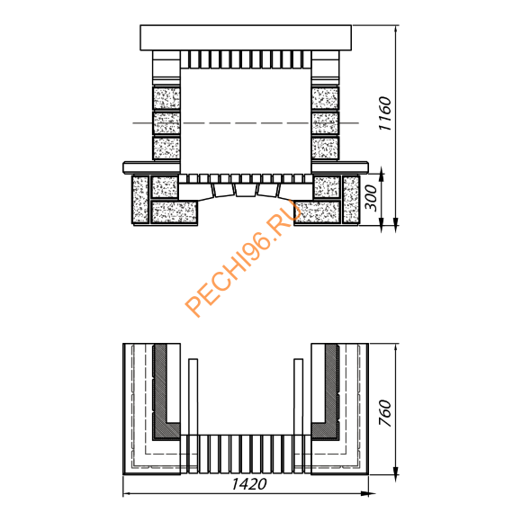 Облицовка для камина BELLERIVE SR с деревянной балкой, пристенная