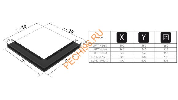 Люфт Kratki NP/L6/40/B угловой белый 600x400 мм